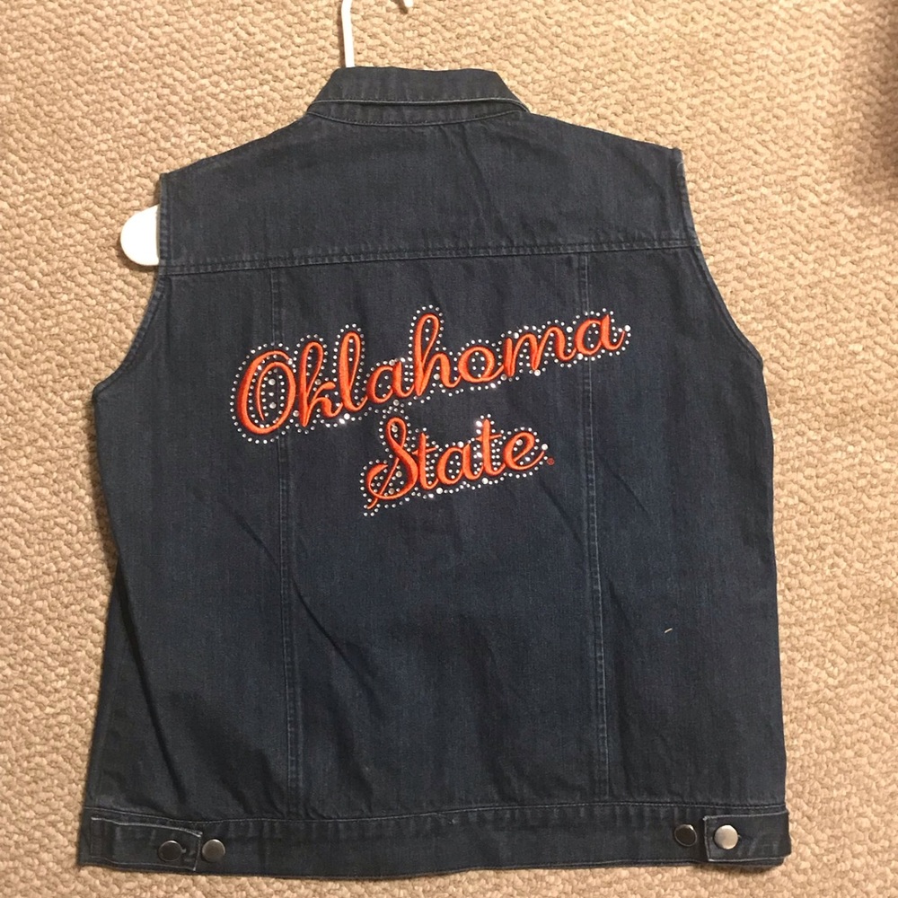 Oklahoma State denim vest